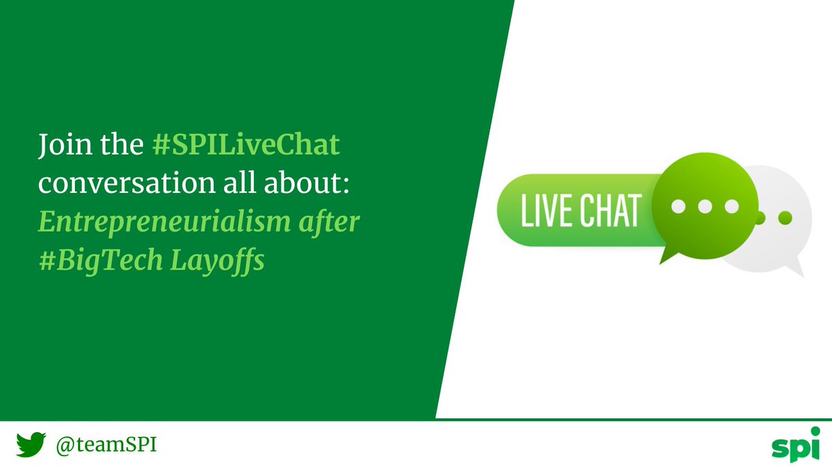 teamSPI's tweet photo. Over 68,000 workers have been laid off by #BigTech in 2023, that's just 1 month! Many are taking this as an opportunity to start their own #business.
Join our #SPILiveChat today at 11am PT to #tweetchat more on the topic of #entrepreneurialism after #techcompanies layoffs. https://t.co/Bzwo0azLDn