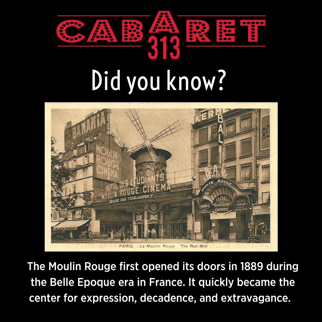 Cabaret313's tweet photo. Following the Franco-Prussian War and an economic depression, France entered into a period of celebration and prosperity. This became the stepping stone for the creation of the Moulin Rouge, one of the most celebrated and dazzling cabarets in history. https://t.co/RumlymKDvo