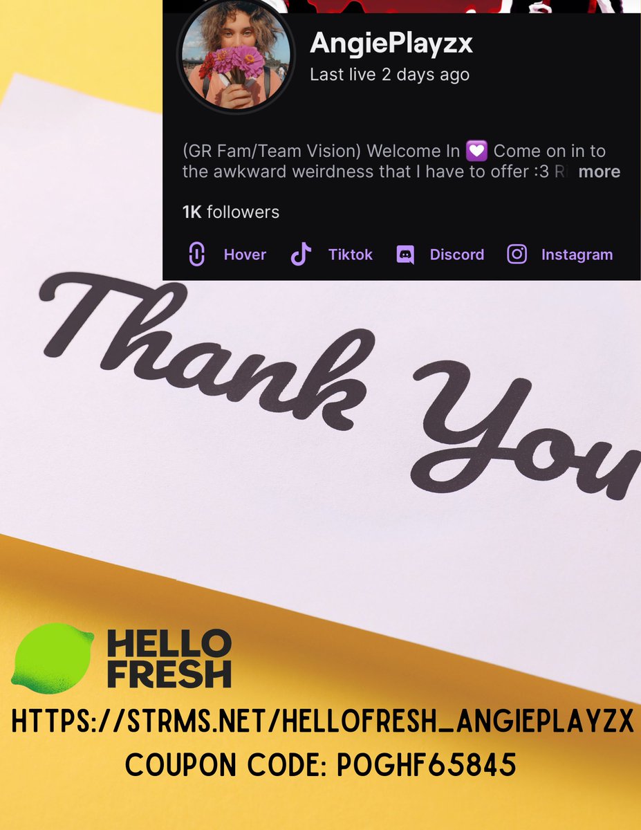 AngiePlayzx's tweet photo. Thanks everyone you all are amazing, thanks for supporting me & to all of every lurk; conversation ever discussed. I appreciate you all! 💟
#twitch #gamergirl #gaminggirl #gaming #vibes #networking #explorepage #smallbusiness #fyp #hellofresh #sponsorship #code #hellofreshcode https://t.co/44tLuBU1N0