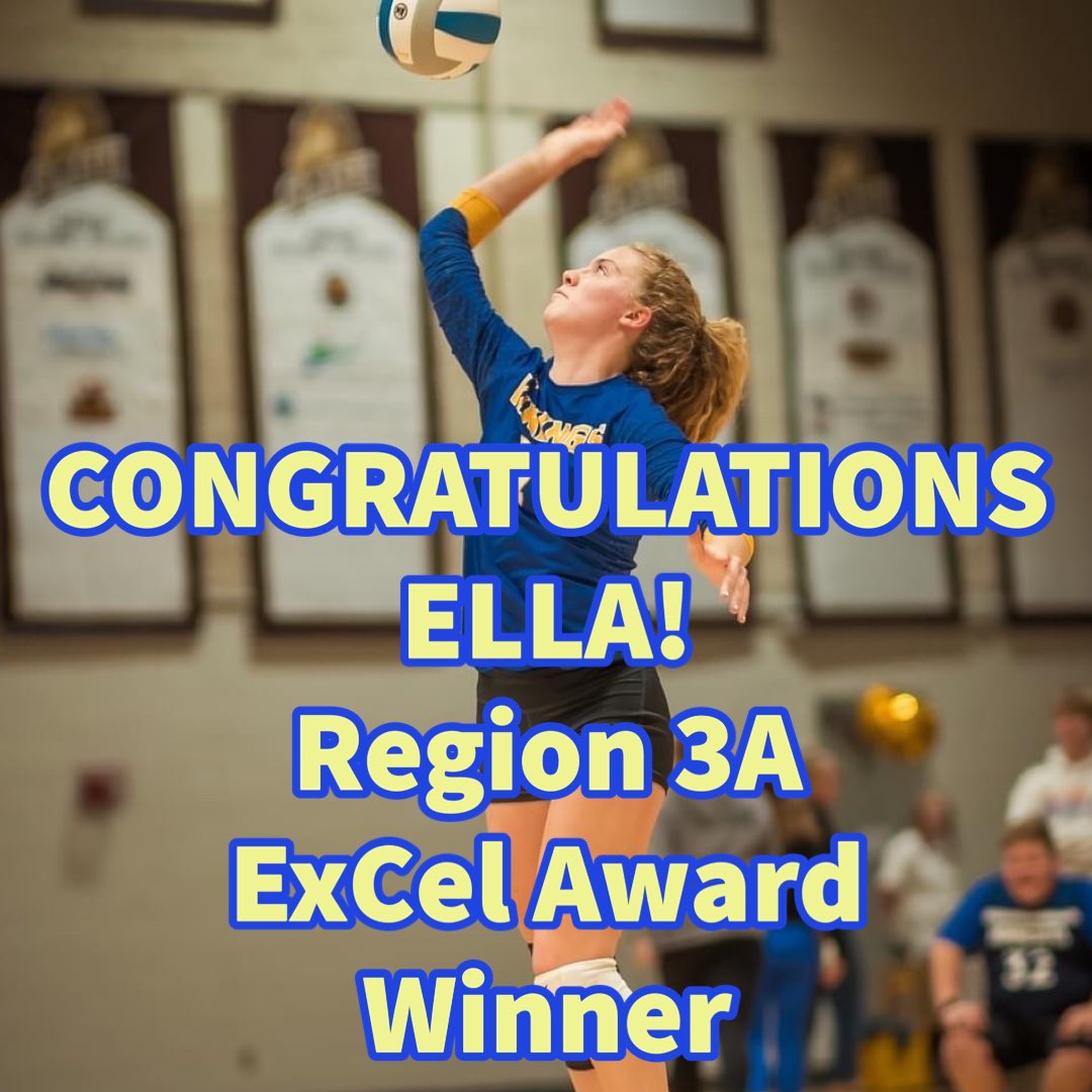 The ExCel award recognizes student achievement in athletics/activities, academics and the community. Congratulations Ella!