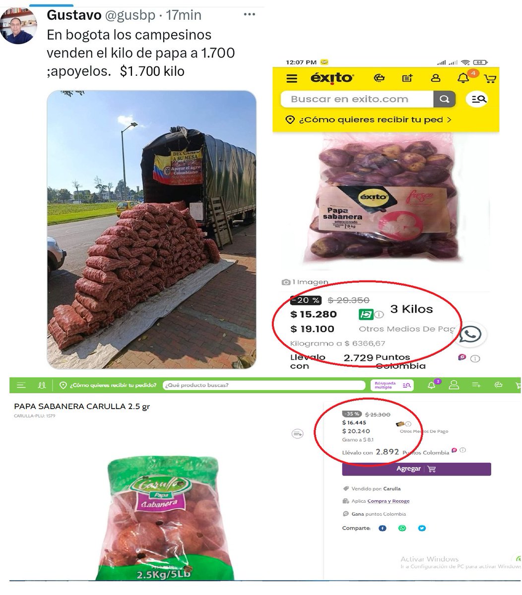 mane_sabio's tweet photo. #LaPapa porque tan cara en los grandes centros comerciales si los productores la venden entre $ 1.700 a $2.000 kilo
 #QueMeExpliquen 
@petrogustavo 
@CeciliaLopezM 
@sicsuper 
@wilsonariasc 
@AlexLopezMaya 
@AlfreMondragon 
@DonIzquierdo_ 
@Jokeraton 
@Wilson_Suaza_ @NoticiasUno https://t.co/IaSQTDF7h5