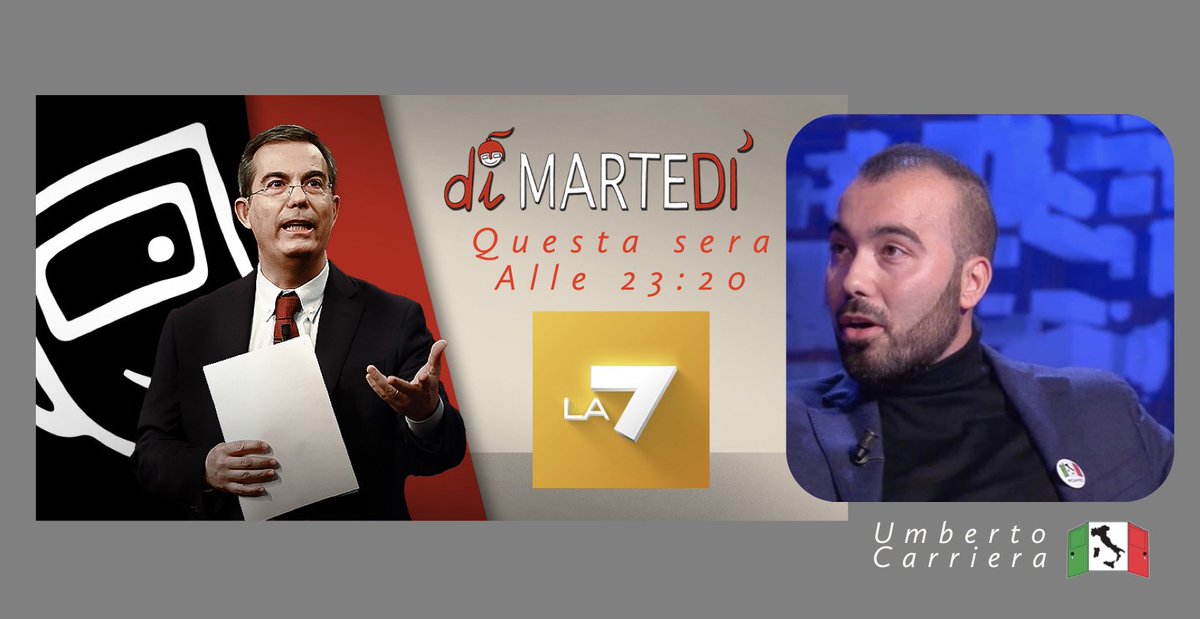 UmbertoCarriera's tweet photo. Alle 23.20 saro’ ospite a @diMartedi https://t.co/aBSMMOZWp0