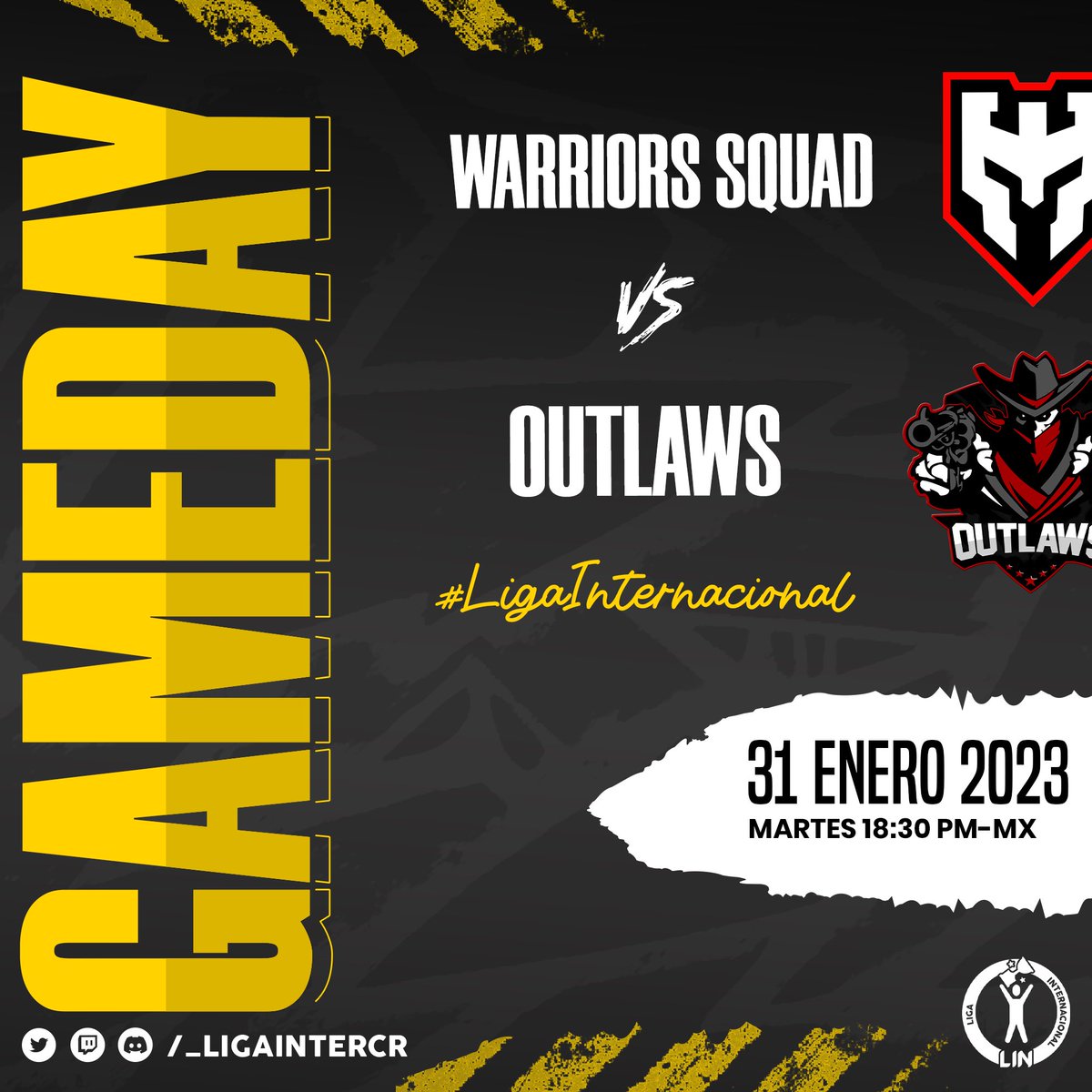 LIN | CR

Es emocionante el saber que estos dos equipos se van a enfrentar, porque no sabemos qué pueda suceder ¡Mucha suerte a ambos!

🗓️ | J3
⚔️ | <a href="/WarriorsSquadGG/">Warriors Squad #WS</a> 🇵🇪 🆚 <a href="/OutlawsCRL/">Outlaws</a> 🇧🇷
⏰ | 18:30 hrs 🇲🇽
🎙️ | <a href="/_Meliodas095/">Meliodas</a> 

#LIN #ClashRoyale