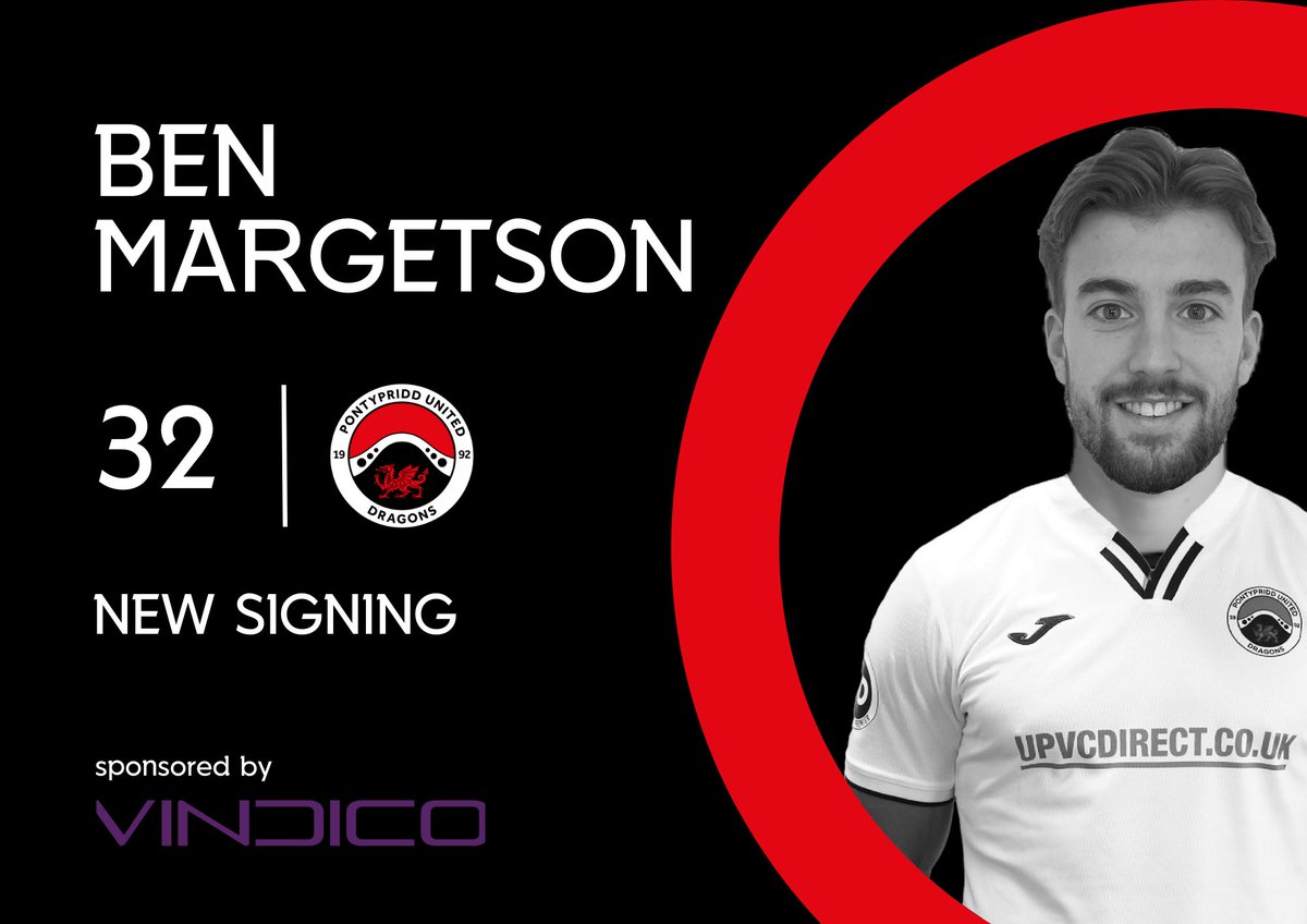 PontyUnitedM's tweet photo. 𝐍𝐄𝐖 𝐒𝐈𝐆𝐍𝐈𝐍𝐆 ✍️

Excited to announce the signing of Ben Margetson from Kidderminster Harriers FC, subject to international clearance.

Proudly sponsored by Vindico https://t.co/o0014RFLhI

Ben's training tonight &amp; available for selection against Airbus on 11th Feb⚽️ https://t.co/61Mjo4wZ4f