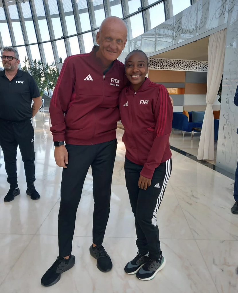 Salma Rhadia MUKANSANGA 🤝 Gianni INFANTINO (President of <a href="/FIFAcom/">FIFA</a>) &amp; Pierluigi Collina ( Chairman of the FIFA referees committee.)… 

📸: <a href="/RhadiaSalma/">Salima Rhadia Mukansanga</a> ✅

@bbfmumwezi 95.3 FM