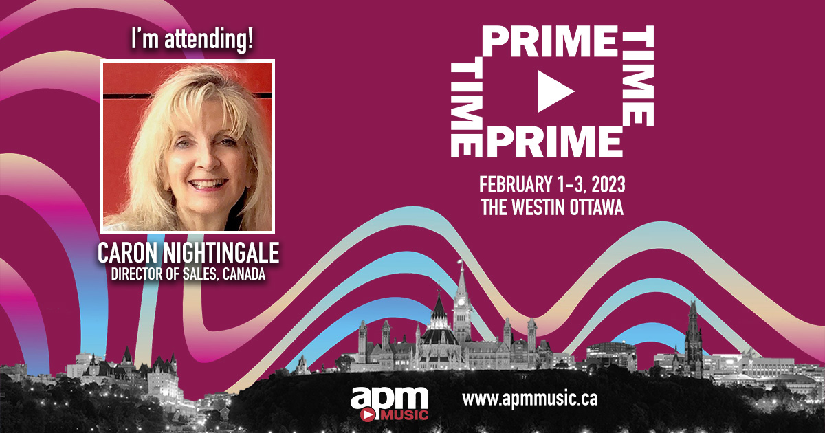 APMMusic's tweet photo. APM's Caron Nightingale is at #PrimeTime2023 in Ottawa! It's Canada's pre-eminent conference for leaders working in media production, broadcasting, distribution and media policy. https://t.co/gyjETLlgX1