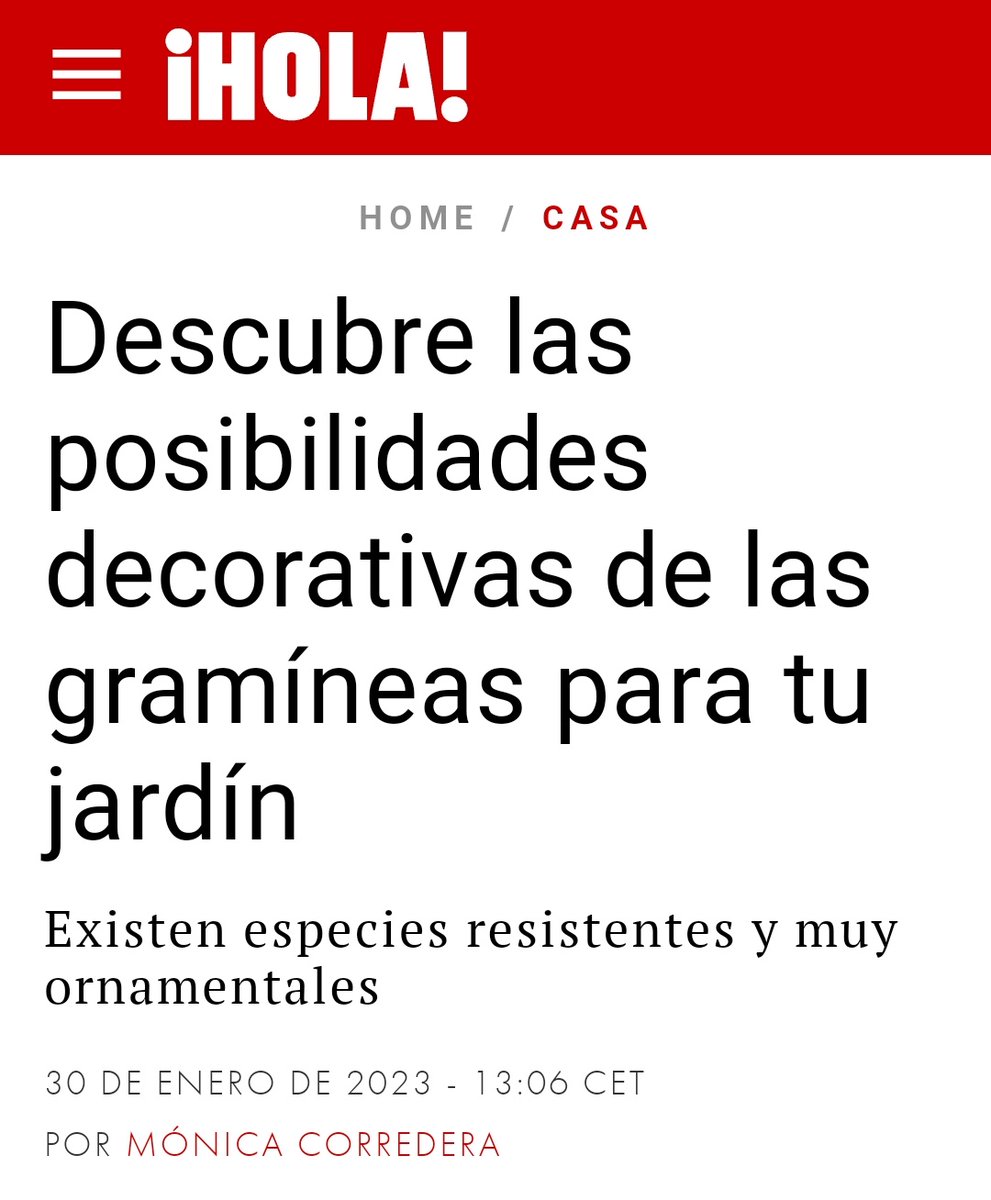 PiliBacteriana's tweet photo. Me ayudan a compartir esto para que llegue a la revista @hola?
Solicito enmienden el siguiente artículo de su revista, en el que invitan invitan a plantar gramíneas en sus jardines. Las especies que sugieren son exóticas invasoras y su tenencia en España es sancionada por la ley https://t.co/9FmcrQRZXf