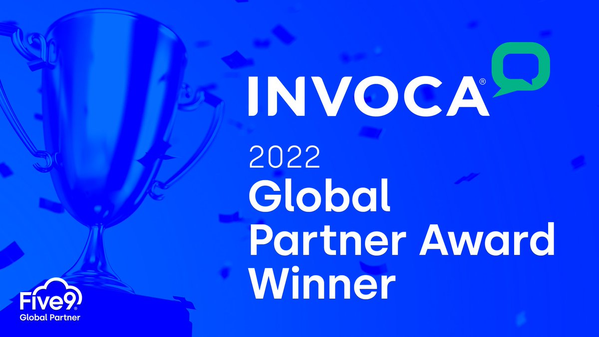 Invoca's tweet photo. Today, @Invoca is thrilled to announce we have been named a @Five9 Global Partner Awards winner for helping organizations reimagine the customer experience and exceptional partnership.
Read more here: https://t.co/C7rv0TUIkh
#patnerpowered #bettertogether #invocalife https://t.co/Fajf3lLliG