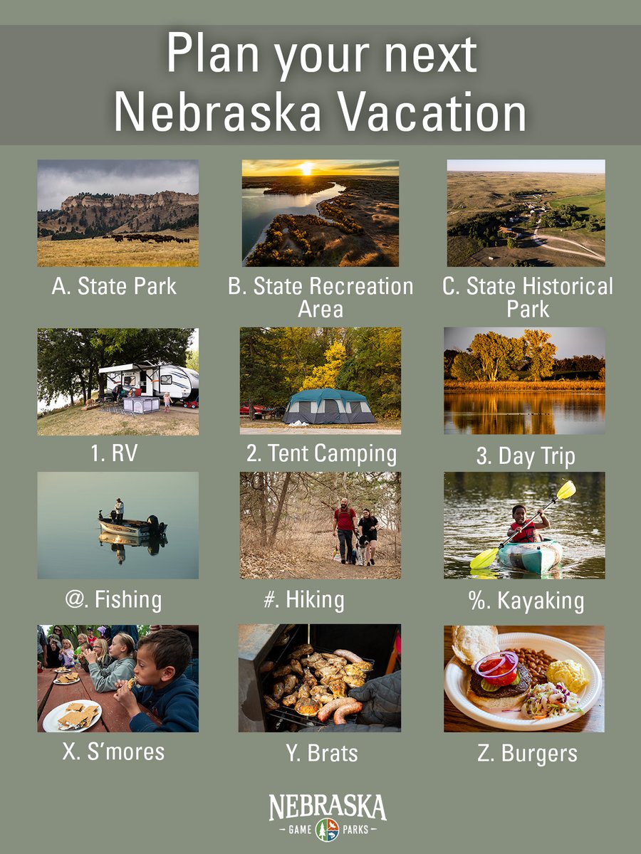 NEGameandParks's tweet photo. Build your trip to a Nebraska state park! #PlanAVacationDay
@NEgameandparks @NebraskaTourism #VisitNebraska #OutdoorNebraska #camping #RoadTrip https://t.co/f44AkhDX47