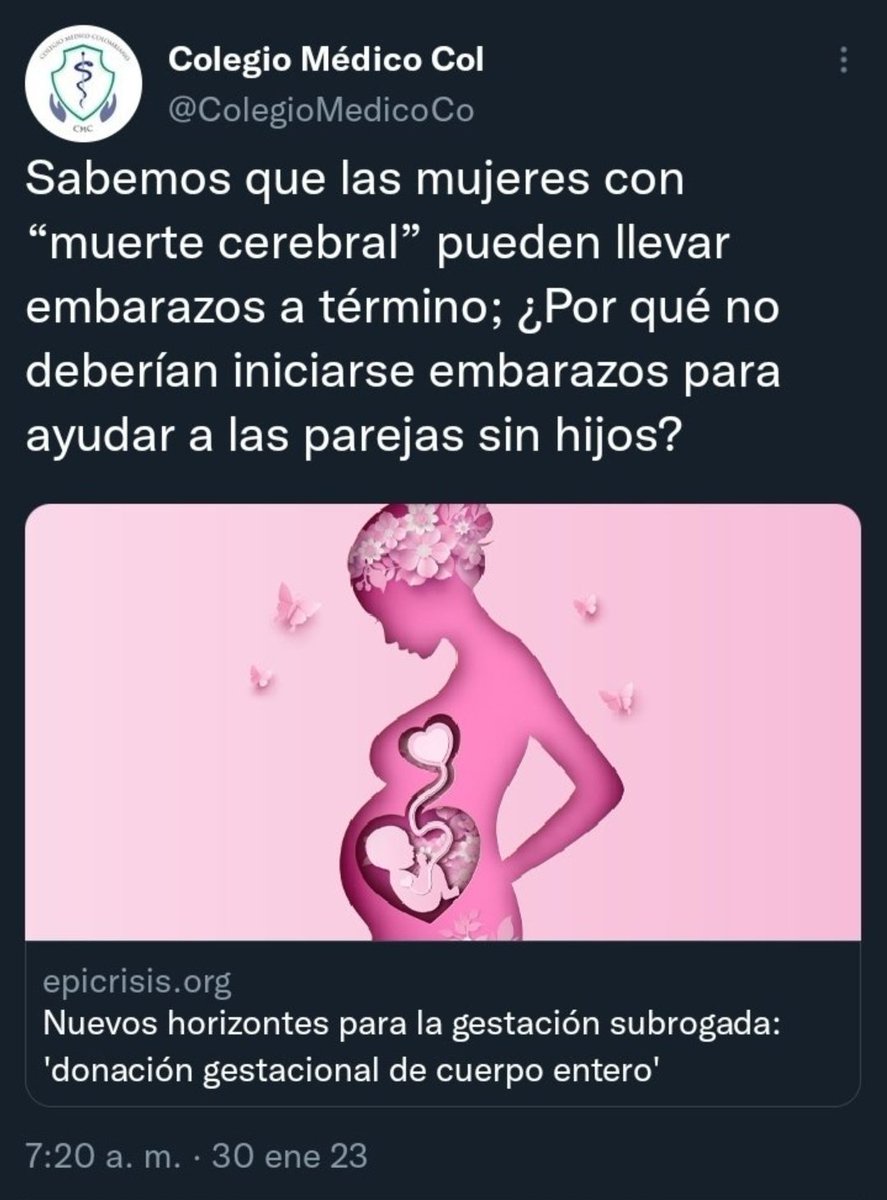 anajuegaconnada's tweet photo. Cuando uno cree que no pueden inventarse nada más en contra de las mujeres, aparece el @ColegioMedicoCo con una idea deshumanizante.

No somos unas incubadoras, nuestros cuerpos están provistos de dignidad. Es horrendo que un médico no pueda ver algo tan obvio. https://t.co/9XssI6WLY7