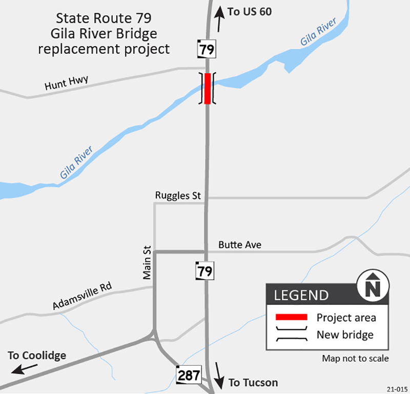 ArizonaDOT's tweet image. 🚧SR 79 Work - Florence area🚧

Between 8 p.m. and 5 a.m. today (Tuesday, Jan. 31), to Friday, Feb. 3, SR 79 will be restricted as work progresses on the Gila River bridge project.

More: bit.ly/3jjh1YK

#aztraffic #FlorenceAz