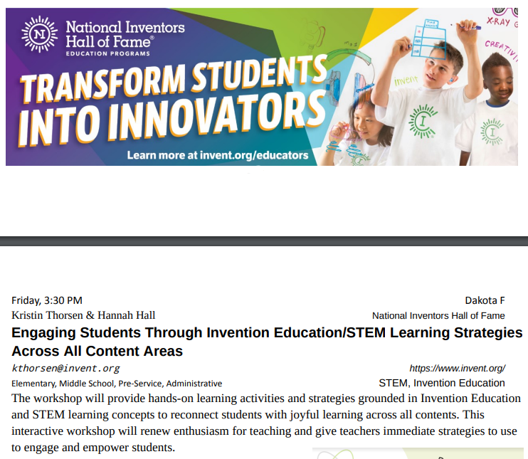 thorsentech's tweet photo. @SDSTA &amp; @SouthDakotaCTM: The @InventorsHOF is so excited to share ideas around #inventioneducation this week at the South Dakota STEM Ed Conference.  Will you be there? 

#STEM #STEMeducation #SDSTEMEd https://t.co/HsQwXVXi7k