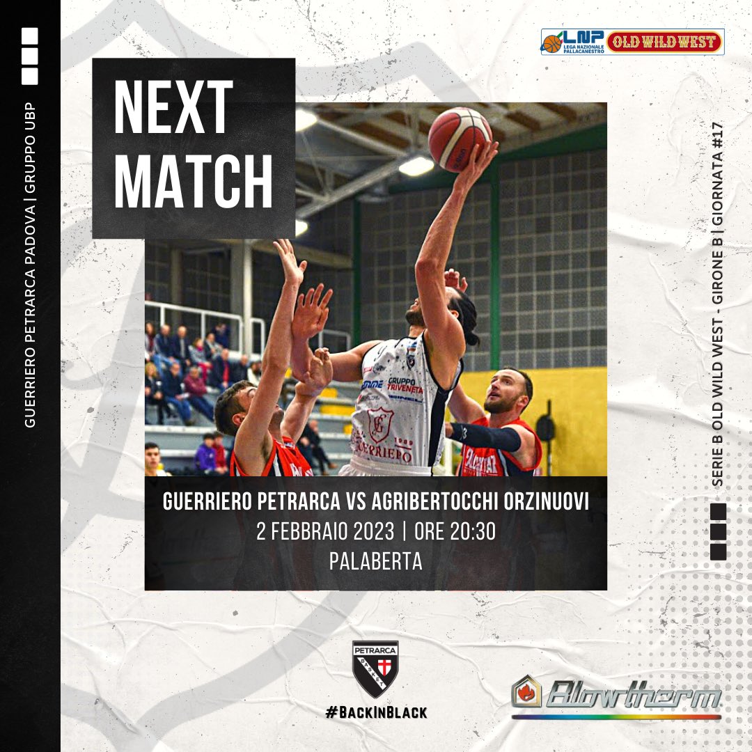 ʀᴏᴜɴᴅ 1 | Sotto con la prima grande sfida di questa settimana. Alle Terme sbarca la capolista del girone. 

🏆 <a href="/LNPSOCIAL/">Lega Nazionale Pall</a> 
🗓 2 febbraio 2023
🕣 20:30
🏟 PalaBerta | Montegrotto Terme
🆚 <a href="/Orzibasket/">Orzibasket</a> 

#WeAreBack #BackInBlack #DNAGuerriero #UBPgroup