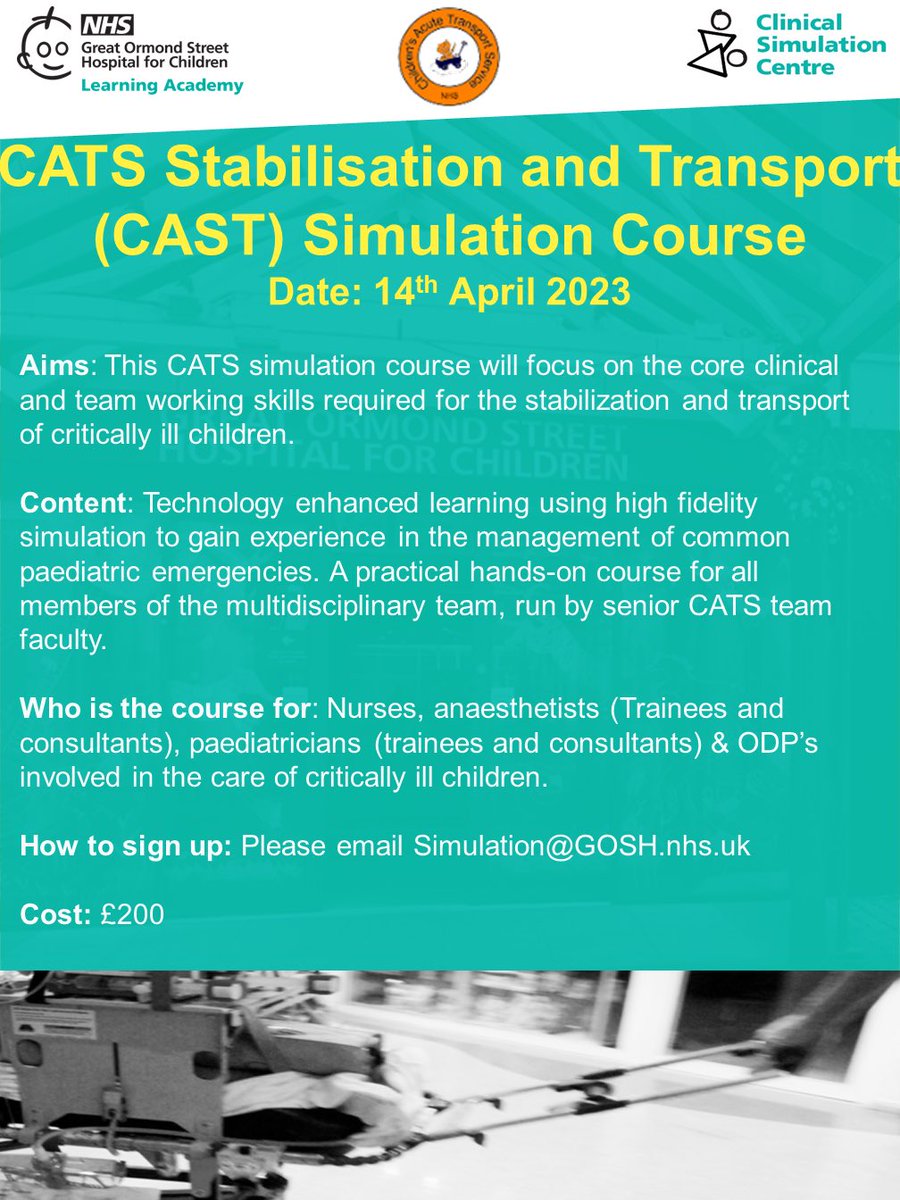 LindaChigaru's tweet photo. The ⁦@catsretrieval⁩ CAST course is back! Especially keen to have paediatric or PED nurses and ODPs participate. Details for sign up below 👇🏾and more dates to come as this one is filling up quickly. Get your 🛼on! #peds #pedsICU (I can confirm the lunch is pretty 👌🏾too) https://t.co/veiQJWHT1m
