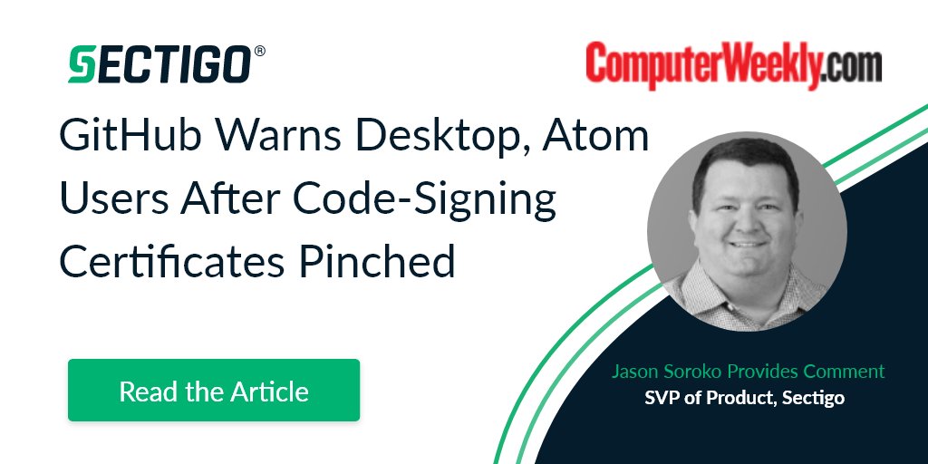 SectigoHQ's tweet photo. #GitHub says hackers cloned encrypted code-signing #certificates in a breached repository. In a new article for @ComputerWeekly, Sectigo's SVP of Product @JasonSoroko emphasizes the importance of automated #CAagnostic #certificatemanagment. https://t.co/sa7p8o4ZYG

#CLM https://t.co/CAAkzALw6H