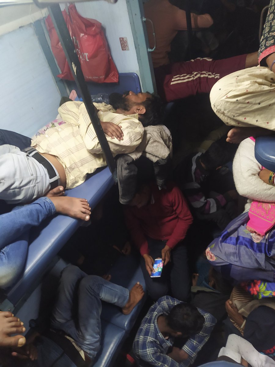 MuskaanRaj01's tweet photo. Sir,we the passengers of Indian Railway,Train No./Name- 17008/DBG SC Express, seat no. S3-25,26,30 facing issue to sit properly on our reserved sit. Ppl without ticket has taken all the place.There is no place to even stand properly. As a result we had to leave our lower berth https://t.co/3DwqCisw3f