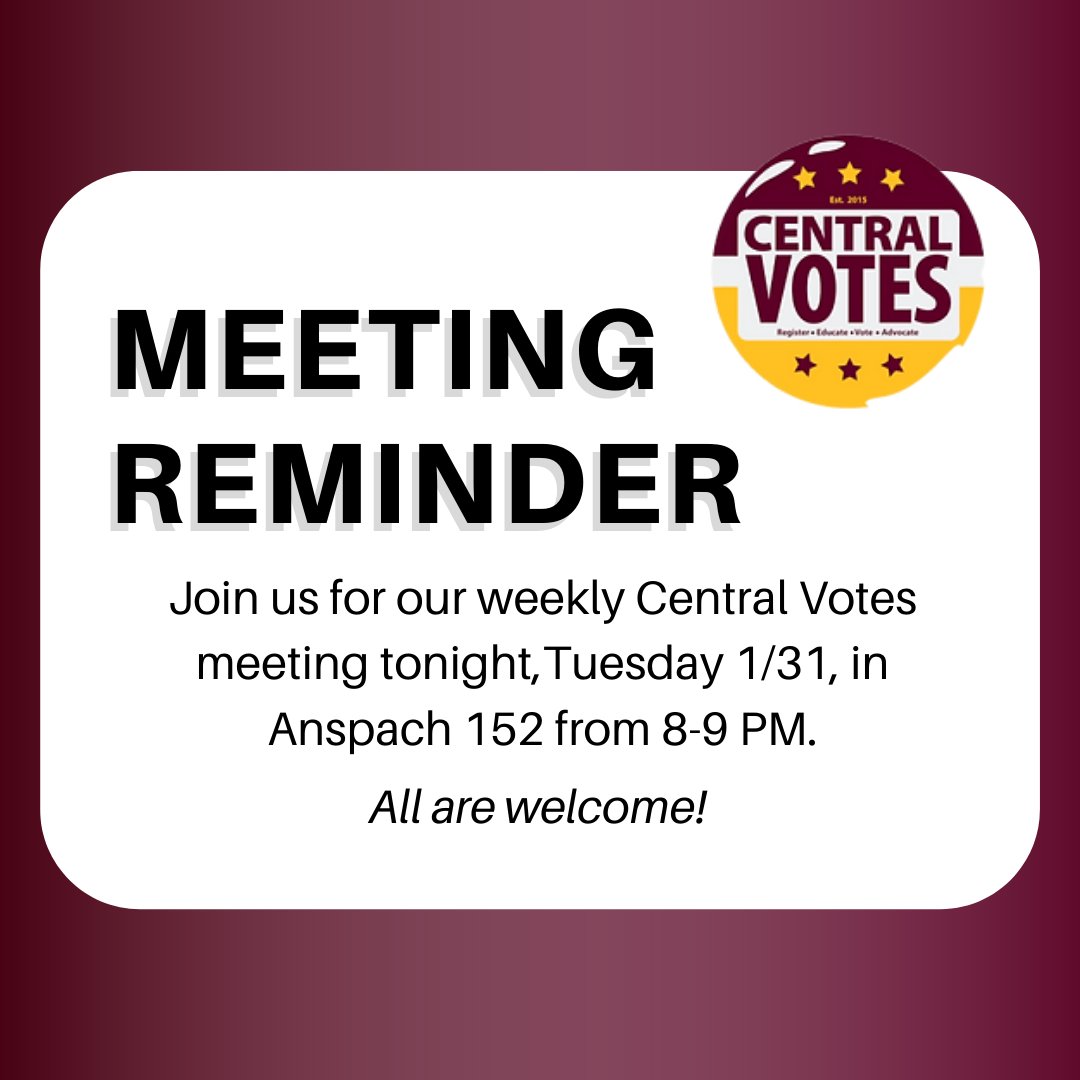 Election season may be over but we have work to do year-round! 😁 Join us for our weekly meeting tonight at 8 PM in Anspach 152.