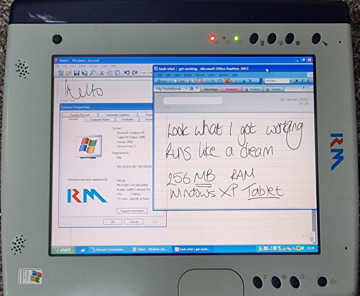 rquickenden's tweet photo. Some nostalgia today as I managed to power up an old demo tool from my days at @RMEducation. #WindowsXPTablet #Office2003 #tablet
#celeronprocessor #256MB and 802.11b
@Surface_UK @windowsinsider @OfficeInsider @MicrosoftEDU https://t.co/OWCaIIV1tJ