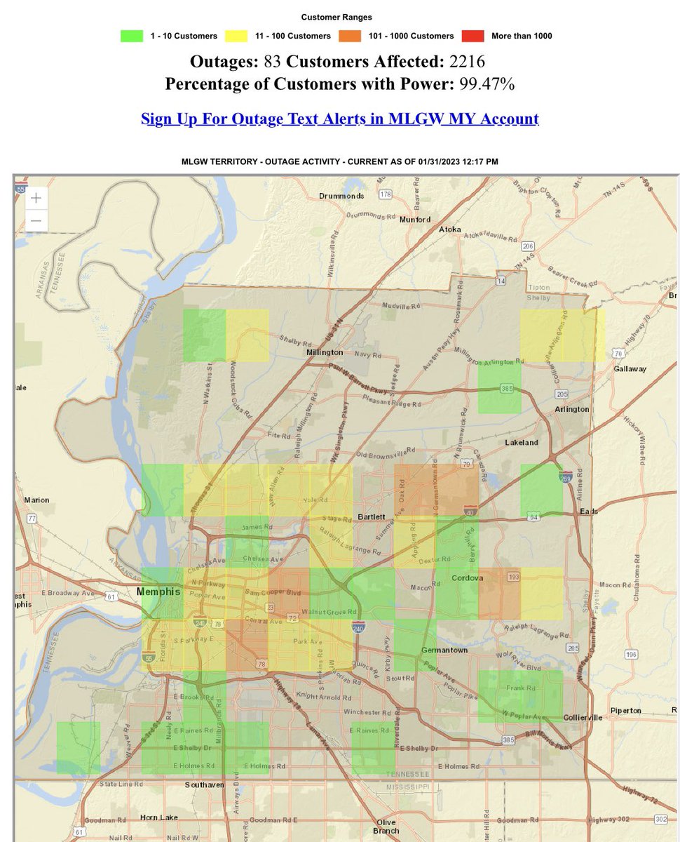 MemphoNewsLady's tweet photo. #NOW: more than 2200 homes & biz in #Memphis & Shelby County without power after 1st round of icy weather.
Call @MLGW at 544-6500 to report outage.
Sign up for important MLGW text alerts here: https://t.co/phnFOeUC7E
#memice #midsouthice #memwx https://t.co/O63xGUBFu6