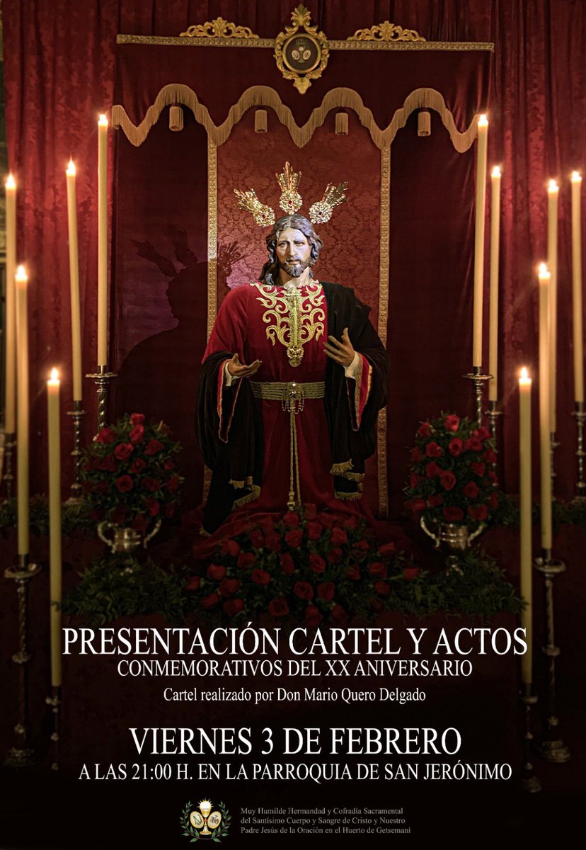 PRESENTACIÓN CARTEL XX ANIVERSARIO Y ACTOS CONMEMORATIVOS.

El cartel ha sido realizado por nuestro amigo D. Mario Quero Delgado <a href="/Maquede/">✘ 𝐌𝐚𝐫𝐢𝐨 𝐐𝐮𝐞𝐫𝐨</a>