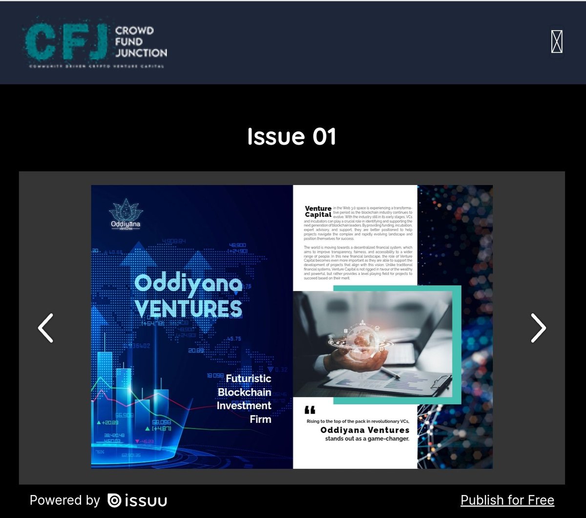 oddiyana_vc's tweet photo. Congratulations to @CrowdFJ 1st issue 01 blockworld magazine 🥳🎊 
#oddiyana_vc Featured In The Magazine #pg 40-43. 

Impressive read and wealth of information &amp; updates. 
Please share far and wide🙏 https://t.co/urDxoSpzPz