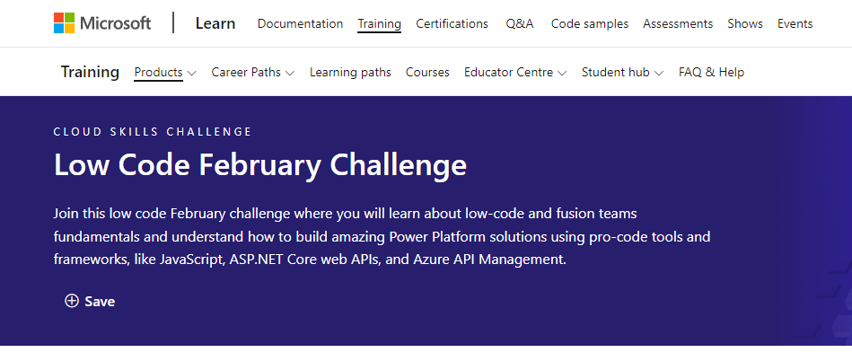 Low Code February Challenge has begun! 🎉

Learn more here: learn.microsoft.com/en-gb/training…

#LowCodeFebruaryChallenge #CloudSkillsChallenge #PowerPlatform #PowerApps #PowerAutomate #AlwaysLearning