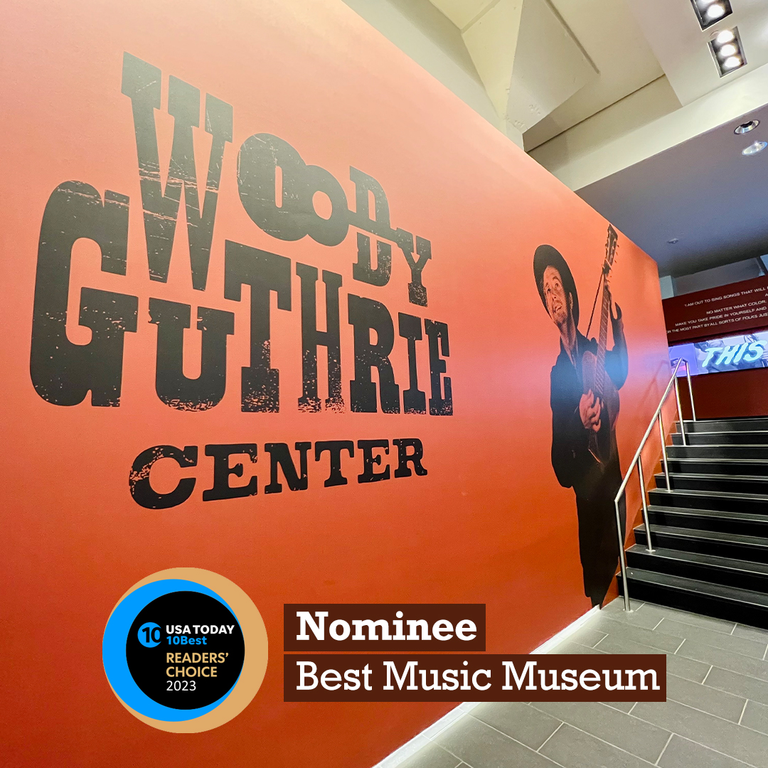 The Woody Guthrie Center® is proud to have been nominated in this year's <a href="/USATODAY/">USA TODAY</a> <a href="/10Best/">USA TODAY 10Best</a> Readers' Choice poll for Best Music Museum. 

Vote for Woody: bit.ly/WGCUSAToday