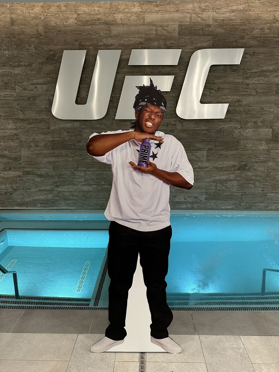 ufc's tweet image. Thanks for showing up for today’s #DrinkPRIME announcement @KSI! 🤝