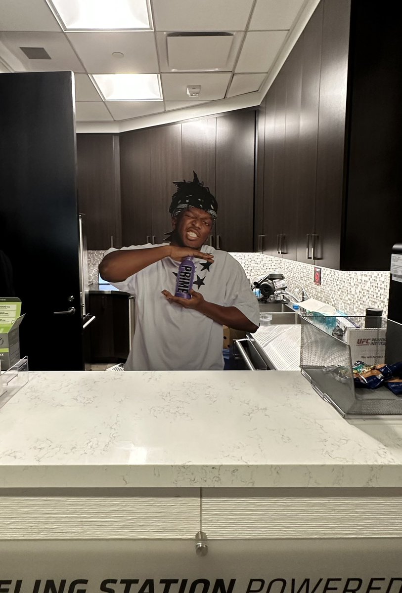 ufc's tweet image. Thanks for showing up for today’s #DrinkPRIME announcement @KSI! 🤝