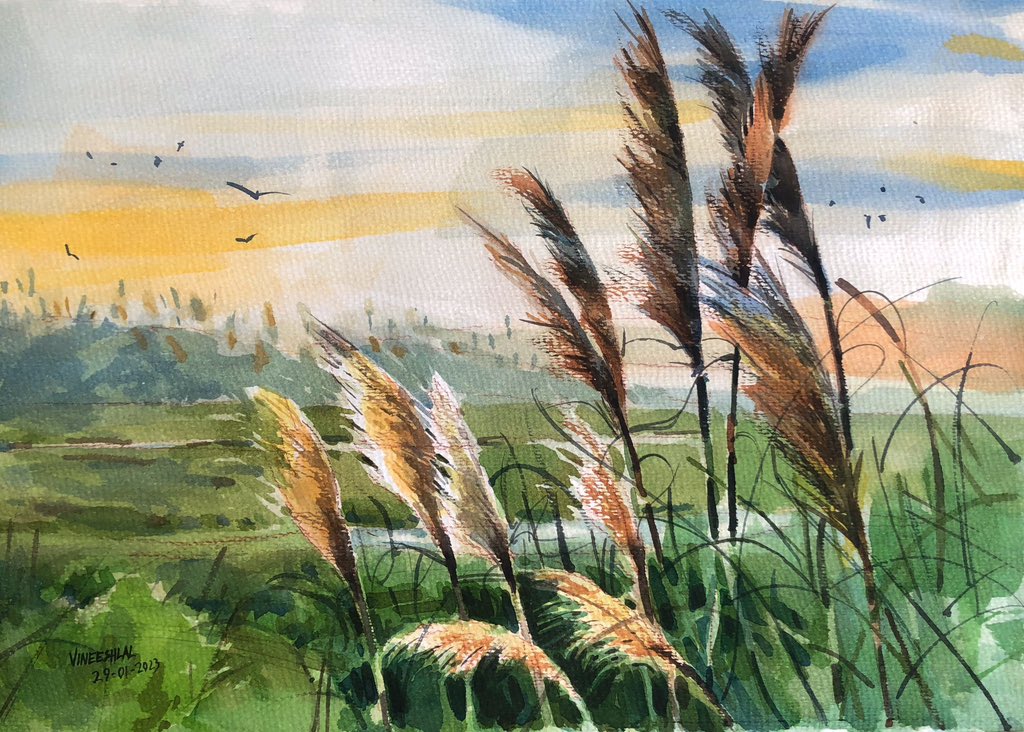 #watercolorpainting #watercolorlandscape #keralawatercolorsociety #keralawatercolor #watercolorkerala #indianwatercolor #indianwatercolorartist #watercolorindia #landscapepainting #plainairpainting #outdoorpainting