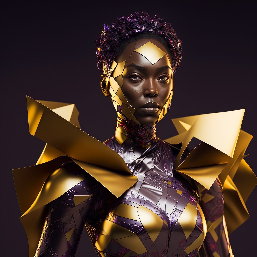 High fashion #ai art direction #midjourney  #WakandaForever inspired super suit #aiart #fashion
