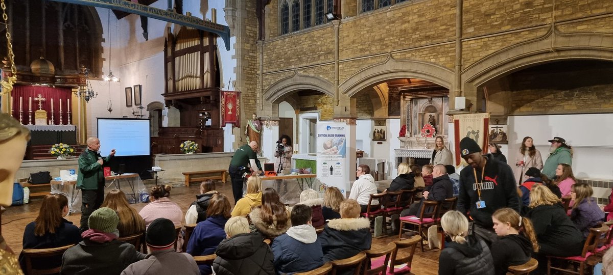 Great Critical Bleed Control Training at St Marys Church, Kettering with <a href="/MeditechGlobal/">Meditech Global</a>. 46 members of the public attended