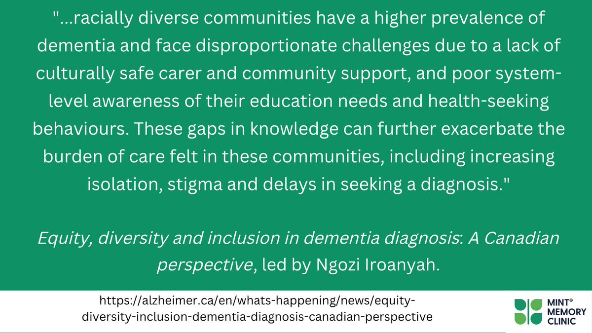 MINTMemoryCare's tweet image. The importance of developing more racial &amp;amp; cultural awareness and care in #dementia work: because full and complete care addresses all aspects of life for those #livingwithdementia.

#LearningMoMINT #BlackHistoryMonth