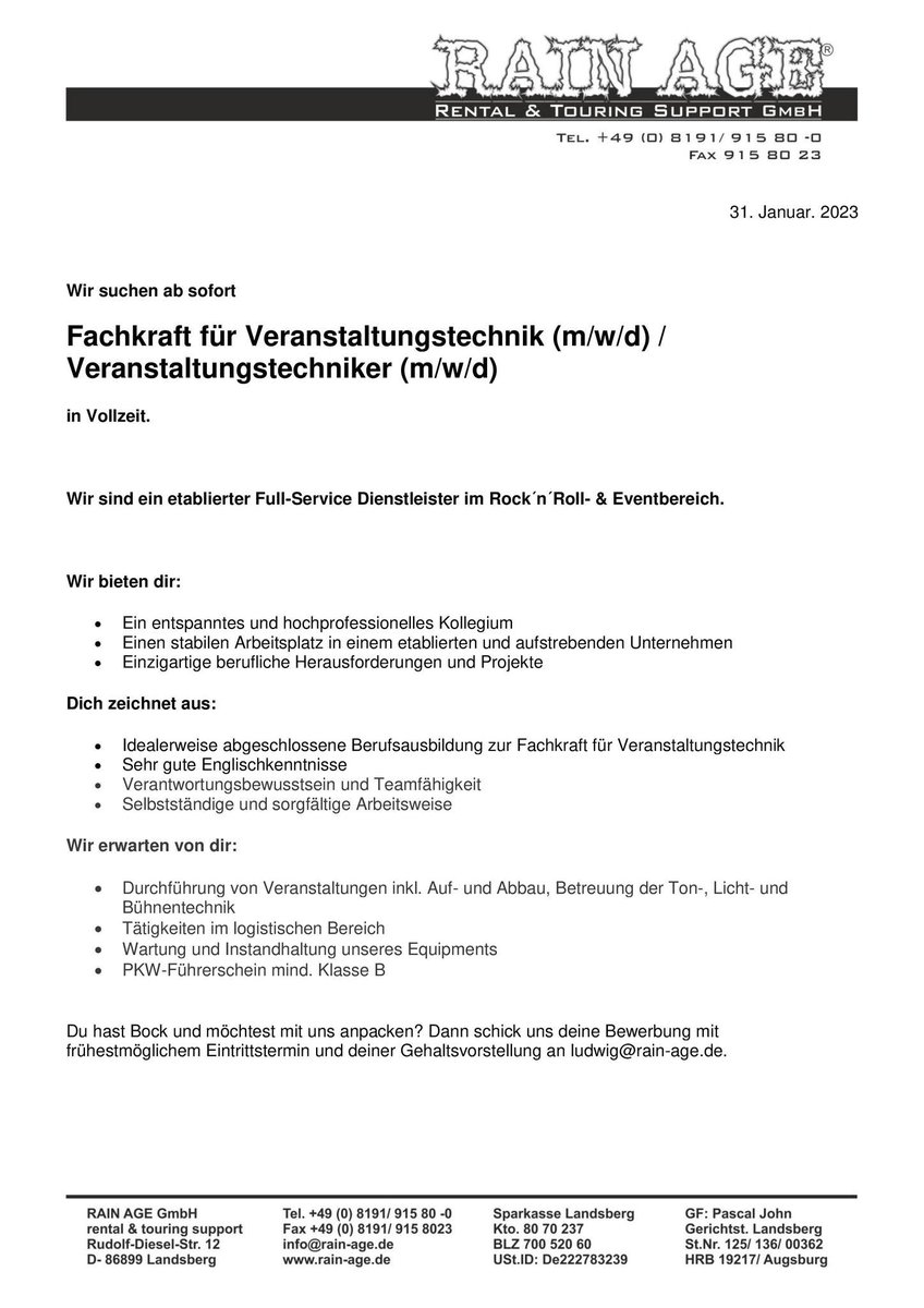 Top Firma, Geiler Chef, tolle Mitarbeiter. 🤘🏽
#Landsberg #LandsbergamLech #Veranstaltungstechnik