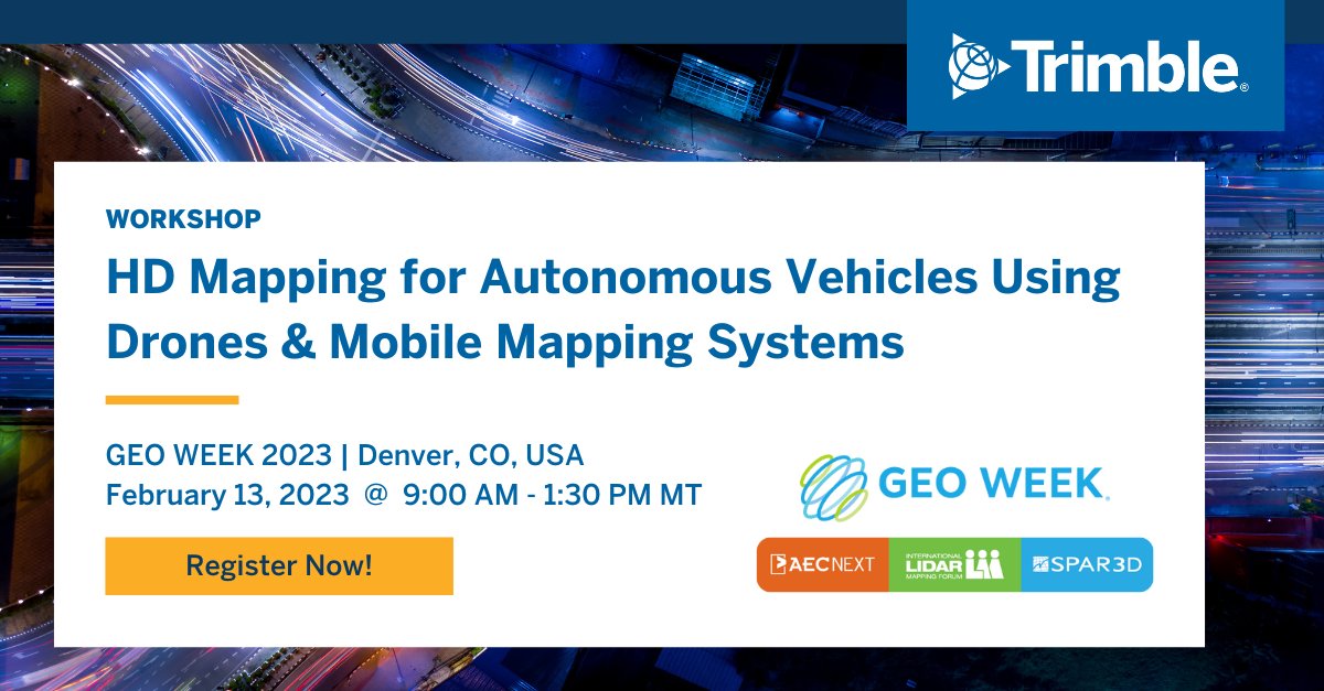 TrimbleApplanix's tweet image. Don&apos;t miss our illuminating workshop on #HDMapping for #AutonomousVehicles Using #Drones &amp;amp; #MobileMappingSystems at @GeoWeekExpo 2023!

📆 February 13, 2023 @ 9am - 1:30 pm MT
📍GEO WEEK 2023 – Room 205, Colorado Convention Center

REGISTER NOW: ow.ly/jGyF50MsHc9