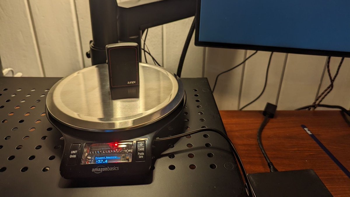 Hacksterio's tweet photo. .@pubudeux gave an Amazon Basics kitchen scale a Wi-Fi upgrade using an ESP32: https://t.co/ebYI7LyCD3 https://t.co/wkzYj7L9Tr