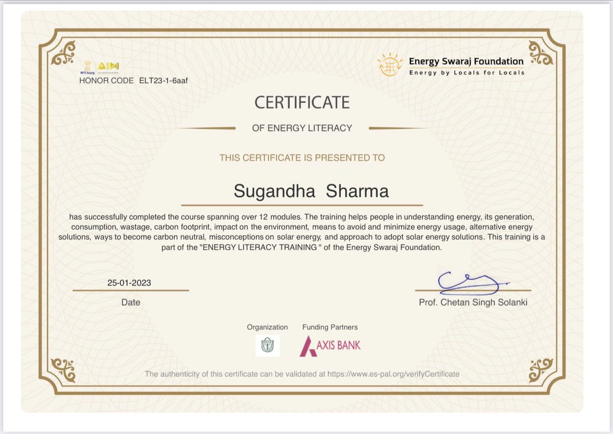 I am Energy Literate, are you?
Responsible citizen, proud @dpsgbn member!
Thanks @DrChetanSolanki 
#ccdchallenge #climatecorrectiondaychallenge #energyliteracy #solarman  #energyswarajfoundation