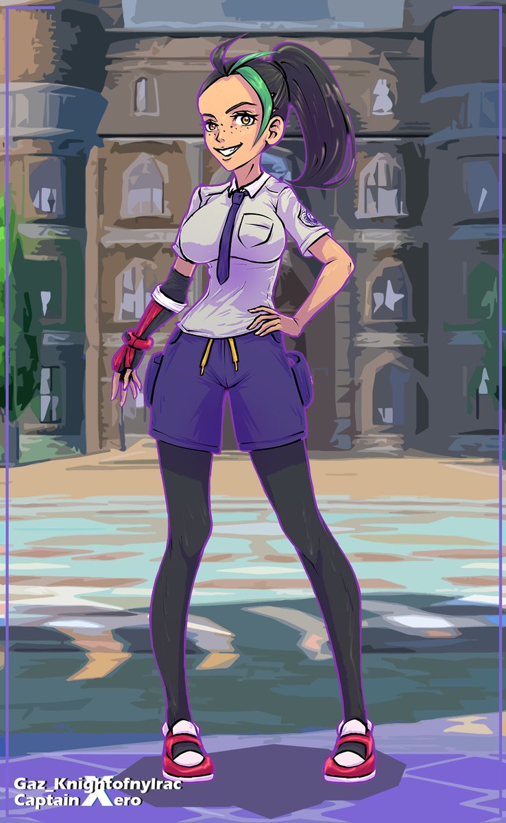 gaz_of_the_lewd's tweet photo. "Buenas! We haven’t met, have we? I'm Nemona, #46!

I absolutely love Pokémon battling! In fact, we should battle right now—you and me!"

Background by @CapnXero and art by me! https://t.co/utJts5953c