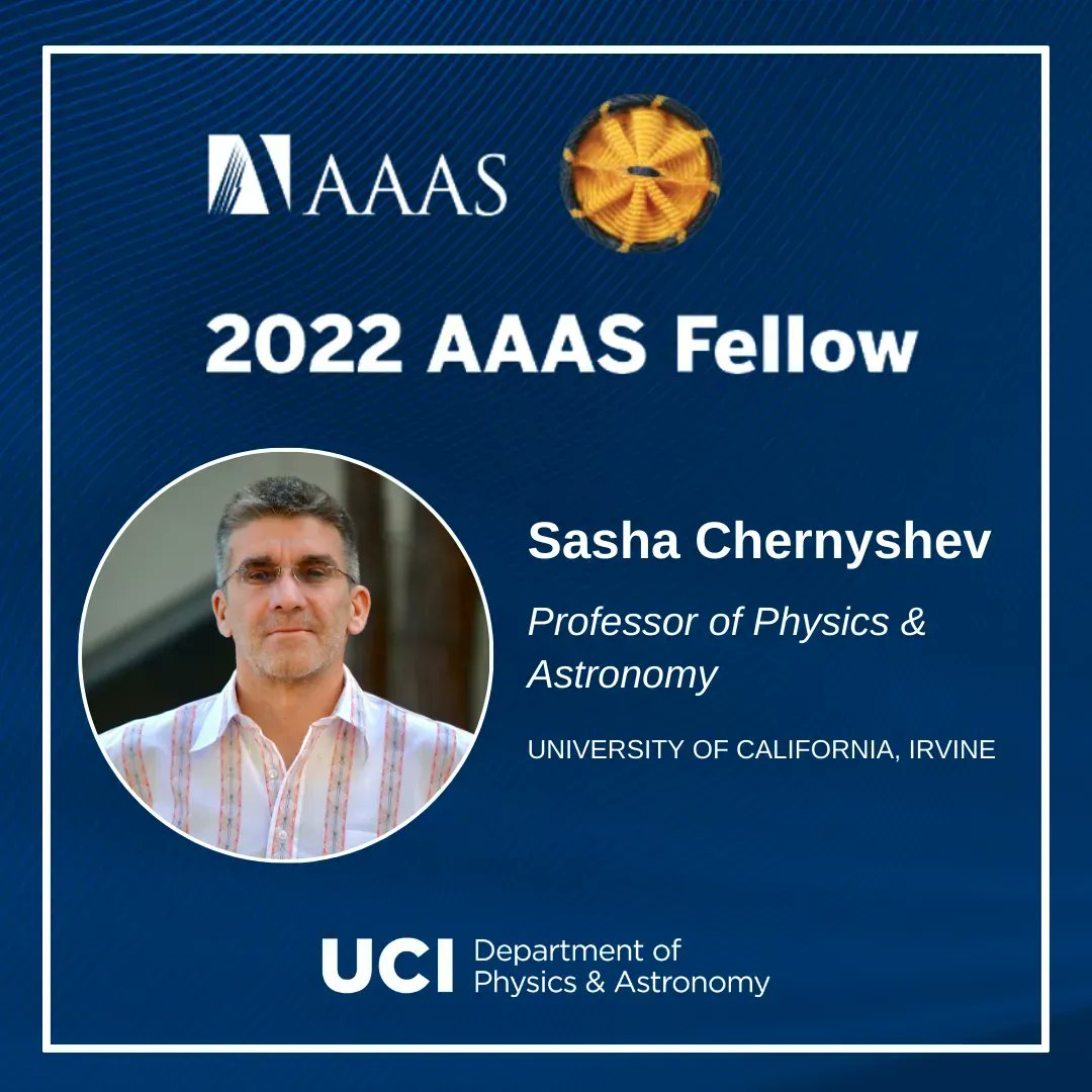 UCIPhysSci's tweet photo. Congratulations to Professor Sasha Chernyshev for receiving the American Association for the Advancement of Science Fellow award "for contributions to the theoretical understanding of quantum materials." Read more: https://t.co/yPqM5bAx45
@UCIrvine #uciresearch #uciphysics https://t.co/UvA4uunMnW