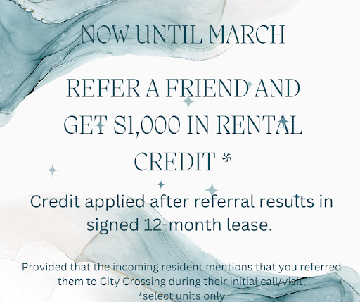 CityCrossingNH's tweet photo. Happening Now! For a limited time only, City Crossing is offering a $1,000 rental referral credit - refer a friend today!

#CityCrossing #CityCrossingNH #ReferralCredit https://t.co/QivvUkvbBr
