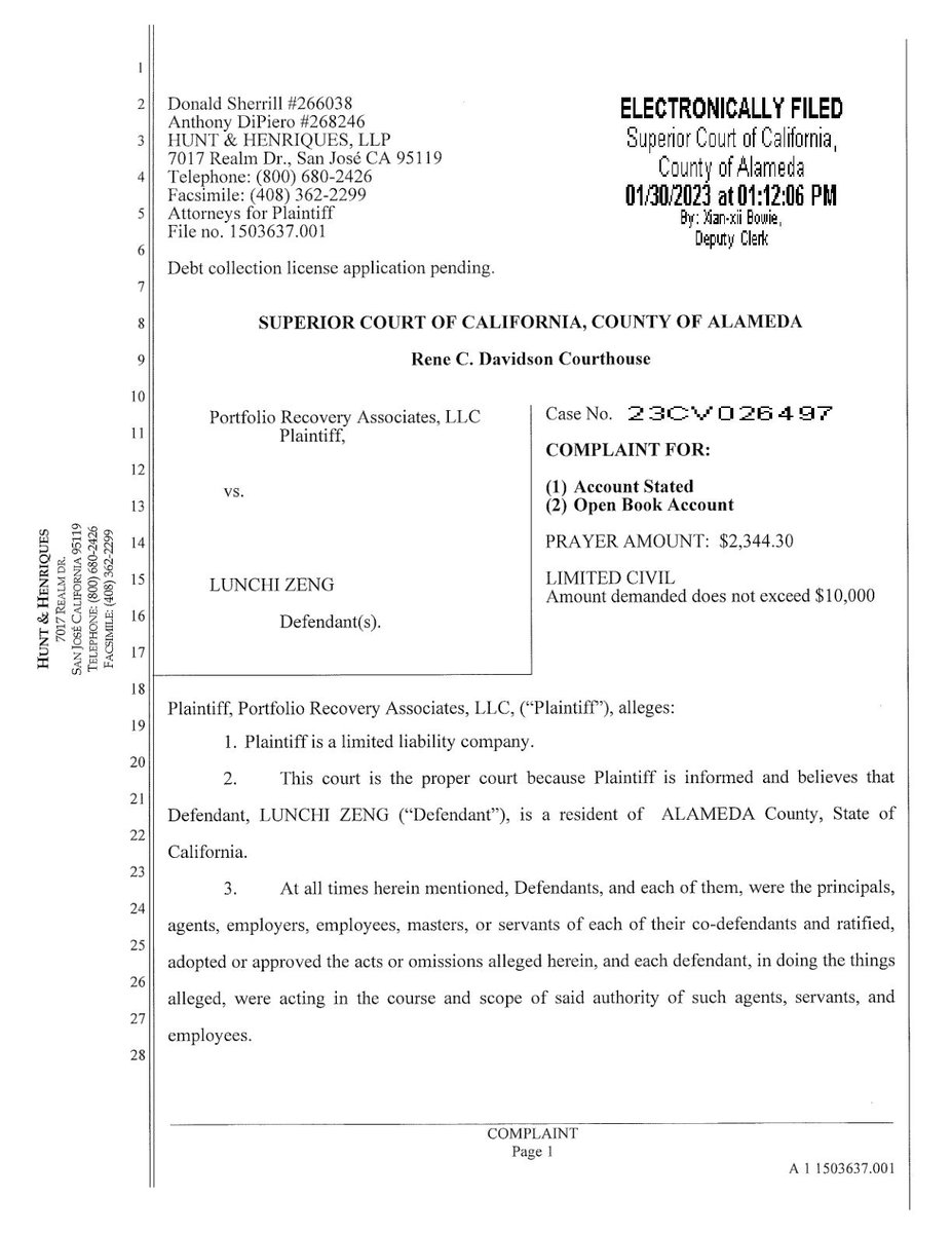 Alameda County Court Watch on Twitter "Filed yesterday PORTFOLIO