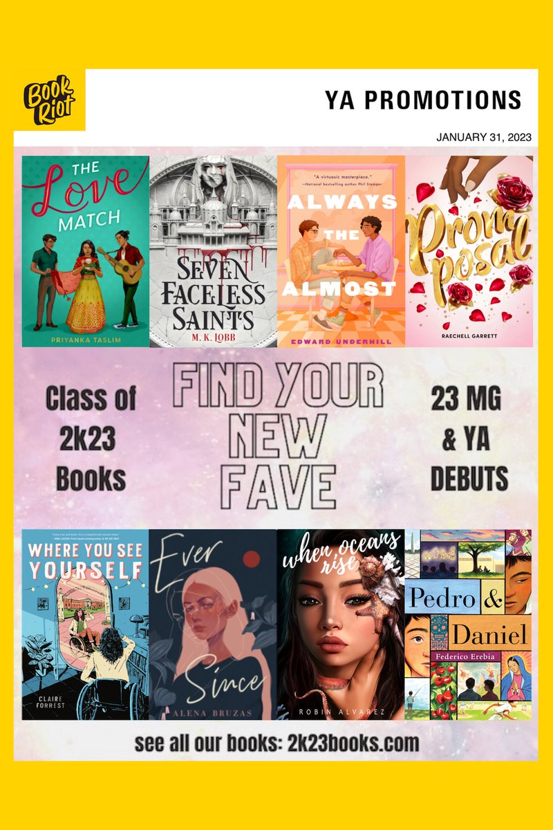 FIND YOUR NEW FAVORITE MG/YA BOOK!

👉 2k23books.com

#LibraryTwitter #Librarians #LibrariansOfTwitter #TeacherTwitter #Teachers #TeacherTwitter #TeachersWhoRead #BookPosse #BookAllies #LitReviewCrew #Book #Books @EdwardUnderhill