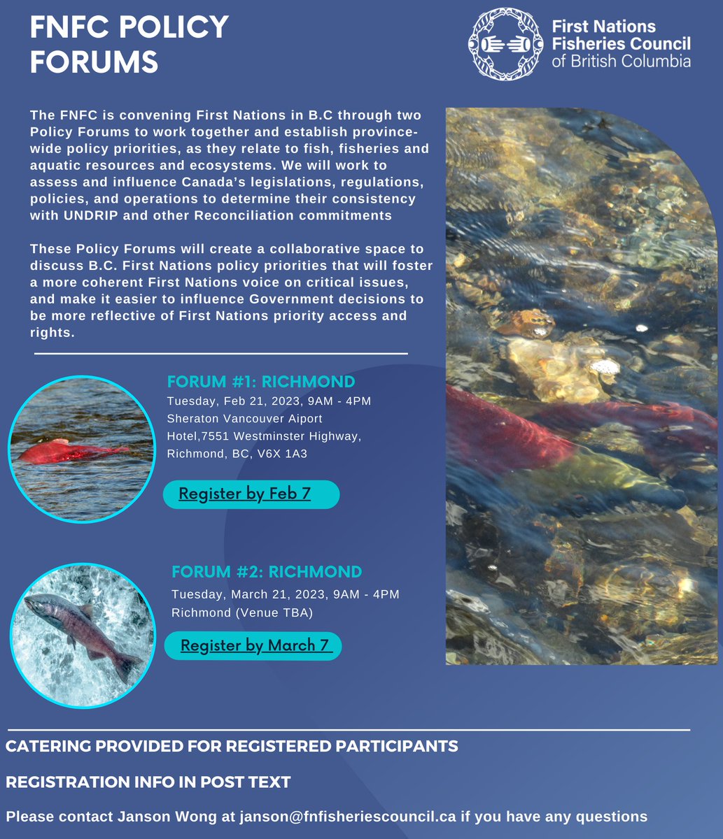 You are cordially invited to attend and participate in FNFC's Policy Forums to start these important discussions. Register below: 

Forum #1: eventbrite.com/e/first-nation…

Forum #2: eventbrite.com/e/first-nation…