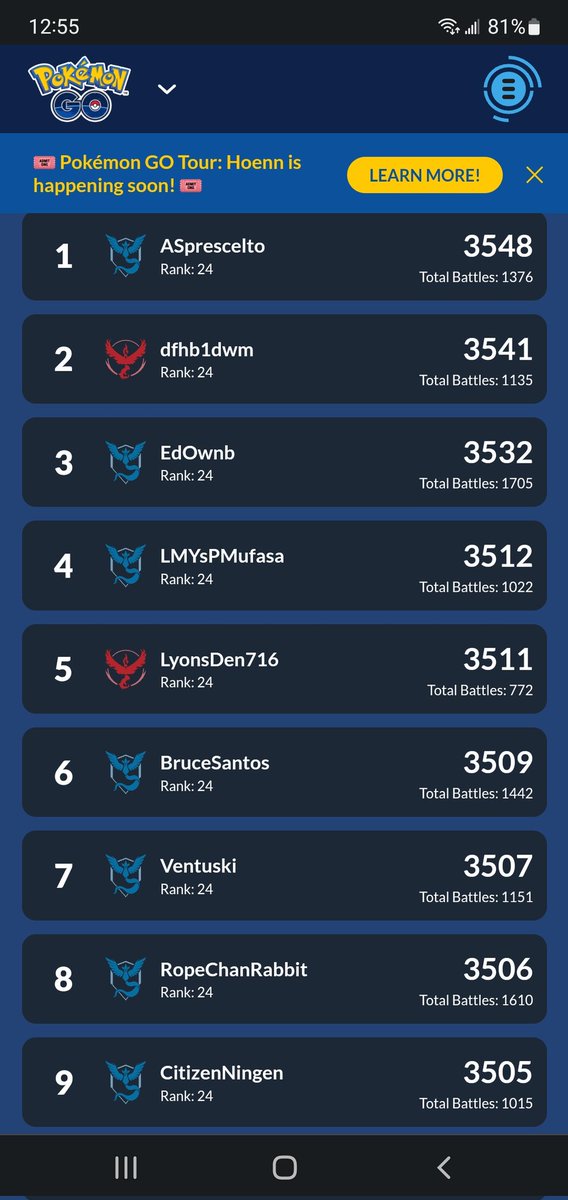 Went back to my legend team to reach an all-time personal leaderboard high! 💪💪 #PokemonGO #GBL #PVP #GOBattleLeague