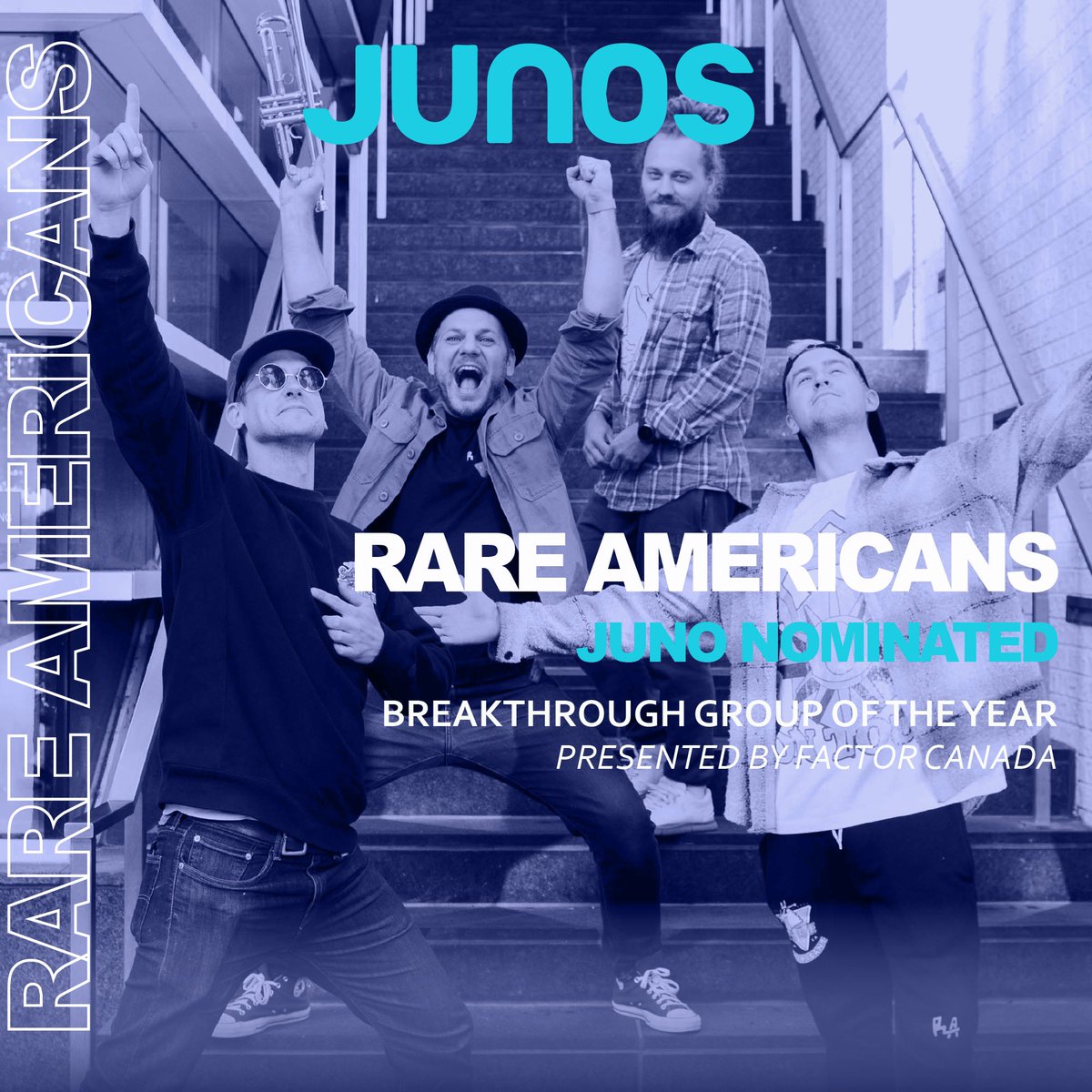 rareamericans's tweet image. Can’t believe we’re saying this but… we’re nominated for a JUNO!! Congrats to all the nominees and most of all our team and incredible fans! We love you DEEP! @TheJUNOAwards #rareamericans #junonominated