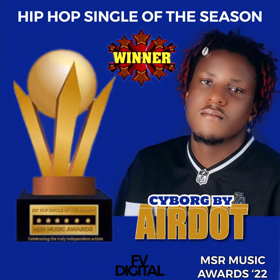 folicomVdigital's tweet photo. The #HiphopSingleOfTheSeason Award goes to “ AirDot " . Congratulations 🎊🍾🎉 to @E_RDTO . #MSRMusicAwards22 https://t.co/oq4rklM2mh