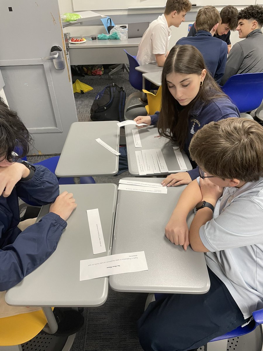 GiarraccaMXHS's tweet photo. Italian Sophomore Honors unscrambling a love story and conquering the comprehension and grammar of reciprocal verbs @XaverianHS #clipperstogether #unastoriadamore #italianisfun https://t.co/u6u1HlHvPT