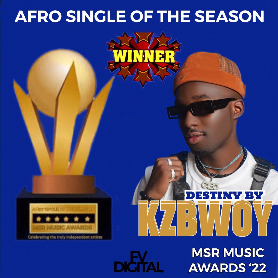 folicomVdigital's tweet photo. The #AfroSingleOfTheSeason Award goes to “ KzBwoy “ . Congratulations 🎊🎉🍾 To @KzBwoy . #MSRMusicAwards22 https://t.co/oSv0ejajQk