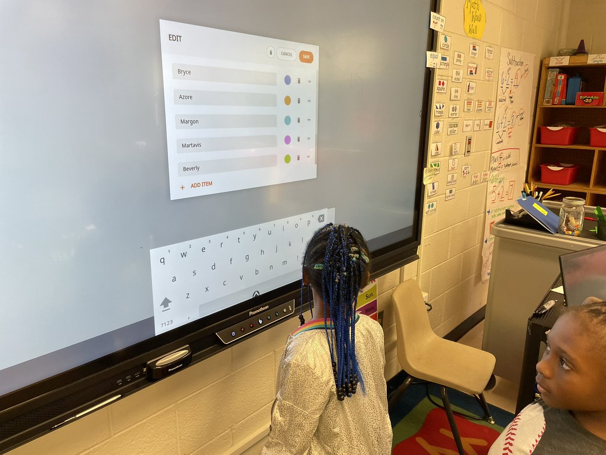ksuITerin's tweet photo. Personalizing the @Promethean  spinner in 1st grade at #CascadeES @CascadeESMedCtr #HEREistheTECHyTeacher @APSInstructTech @ahrosser @apsupdate @apsitnatasha @APSacademics #APSacademics #APSITInspires https://t.co/PgV5VrLnD8