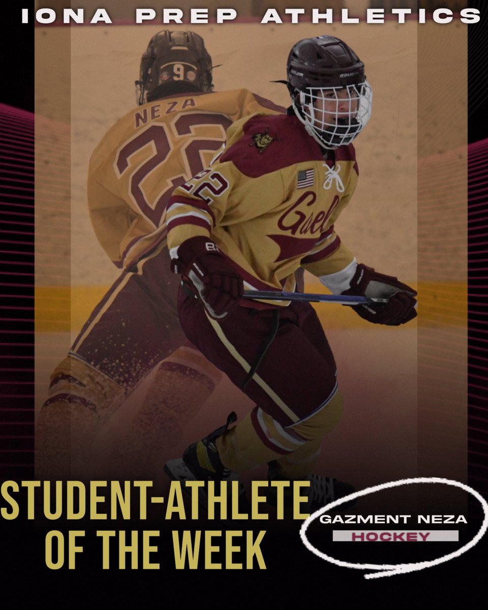 Iona Prep Athletics (@ionaprepsports) on Twitter photo Student-Athlete of the Week - Gazment Neza '25 <a href="/IonaPrepHockey/">Iona Prep Hockey</a>
In game 3 of our season series against Fordham Prep, Gazment scored a hat 🎩trick in the 6-4 victory.
#GoGaels🏒 Student-Athlete of the Week - Gazment Neza '25 <a href="/IonaPrepHockey/">Iona Prep Hockey</a>
In game 3 of our season series against Fordham Prep, Gazment scored a hat 🎩trick in the 6-4 victory.
#GoGaels🏒